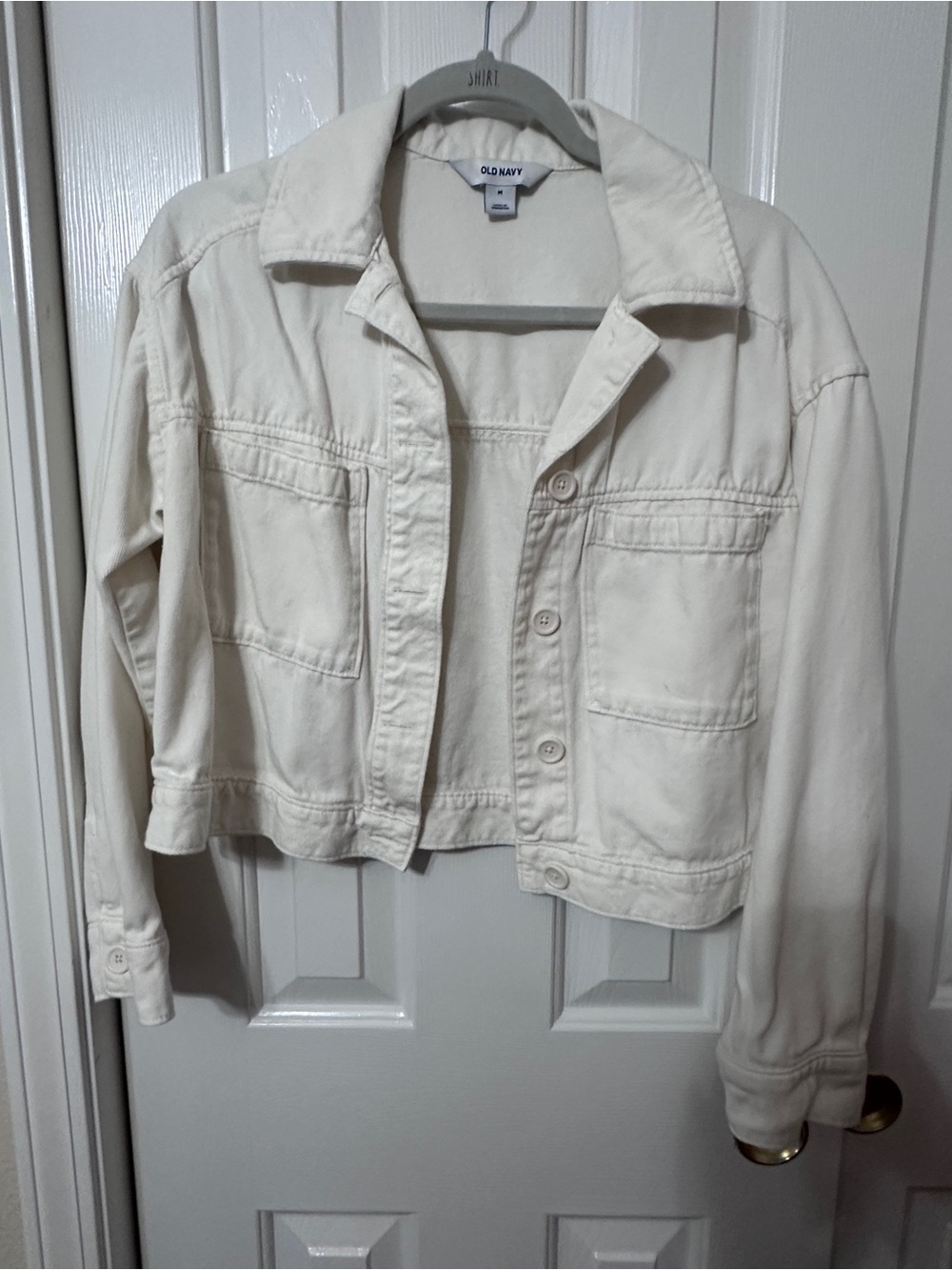 Old Navy Cream Cropped Denim Jacket